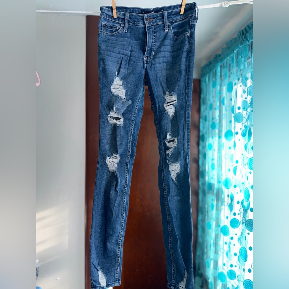 Hollister Ripped Dark Blue Skinny Jeans